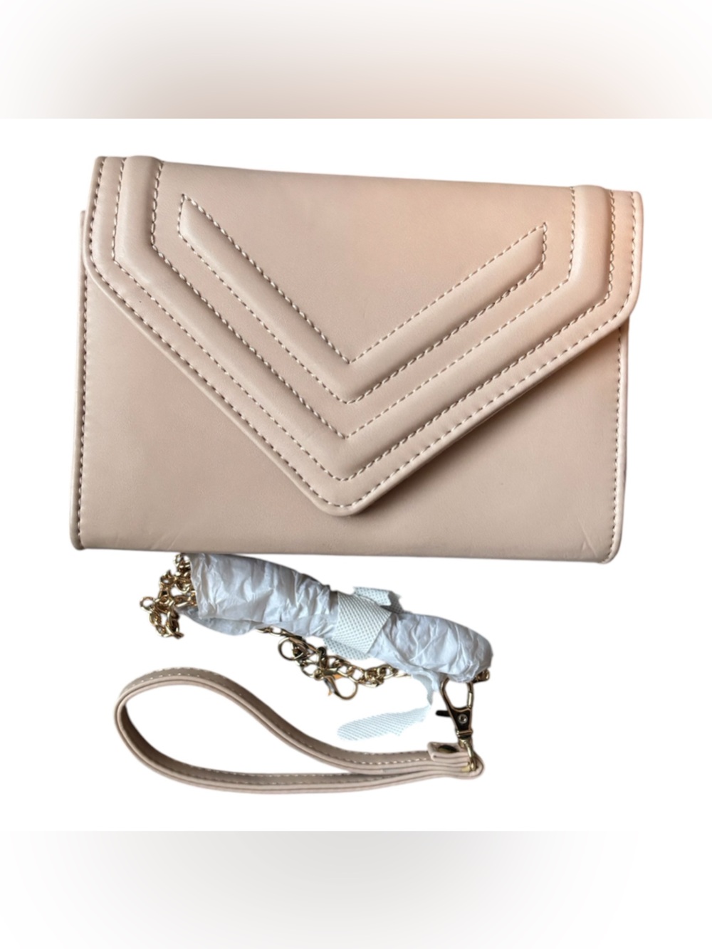 Aldo Nude Quilted Chevron Crossbody